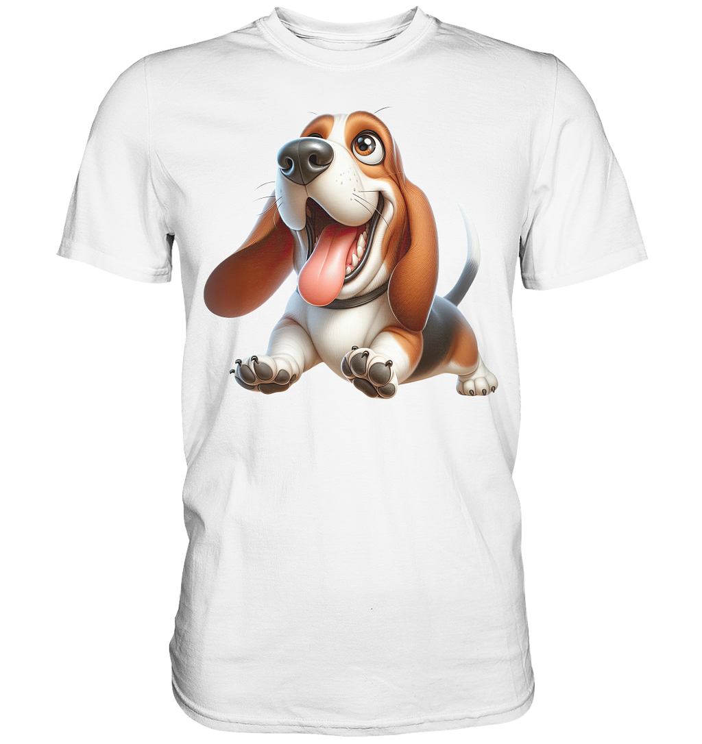 Basset Hound Cartoon personalisierbar - Premium Shirt