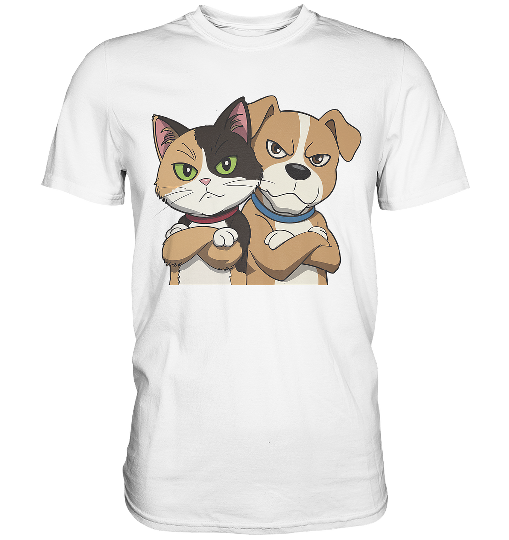 Hund und Katze Grumpy - personalisierbar - Premium Shirt