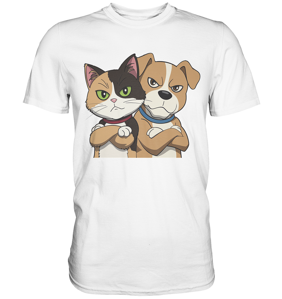 Hund und Katze Grumpy - personalisierbar - Premium Shirt