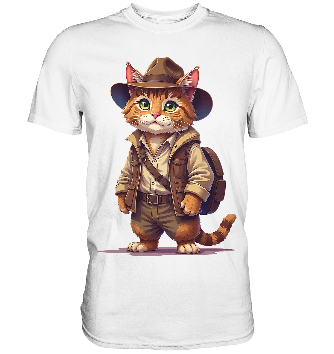 Abenteurer Katze Cartoon  - personalisierbar - Premium Shirt