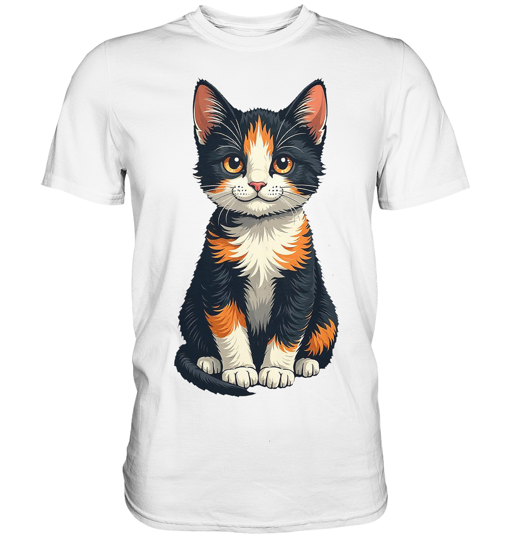 Süsse Glückskatze Illustration  - Premium Shirt