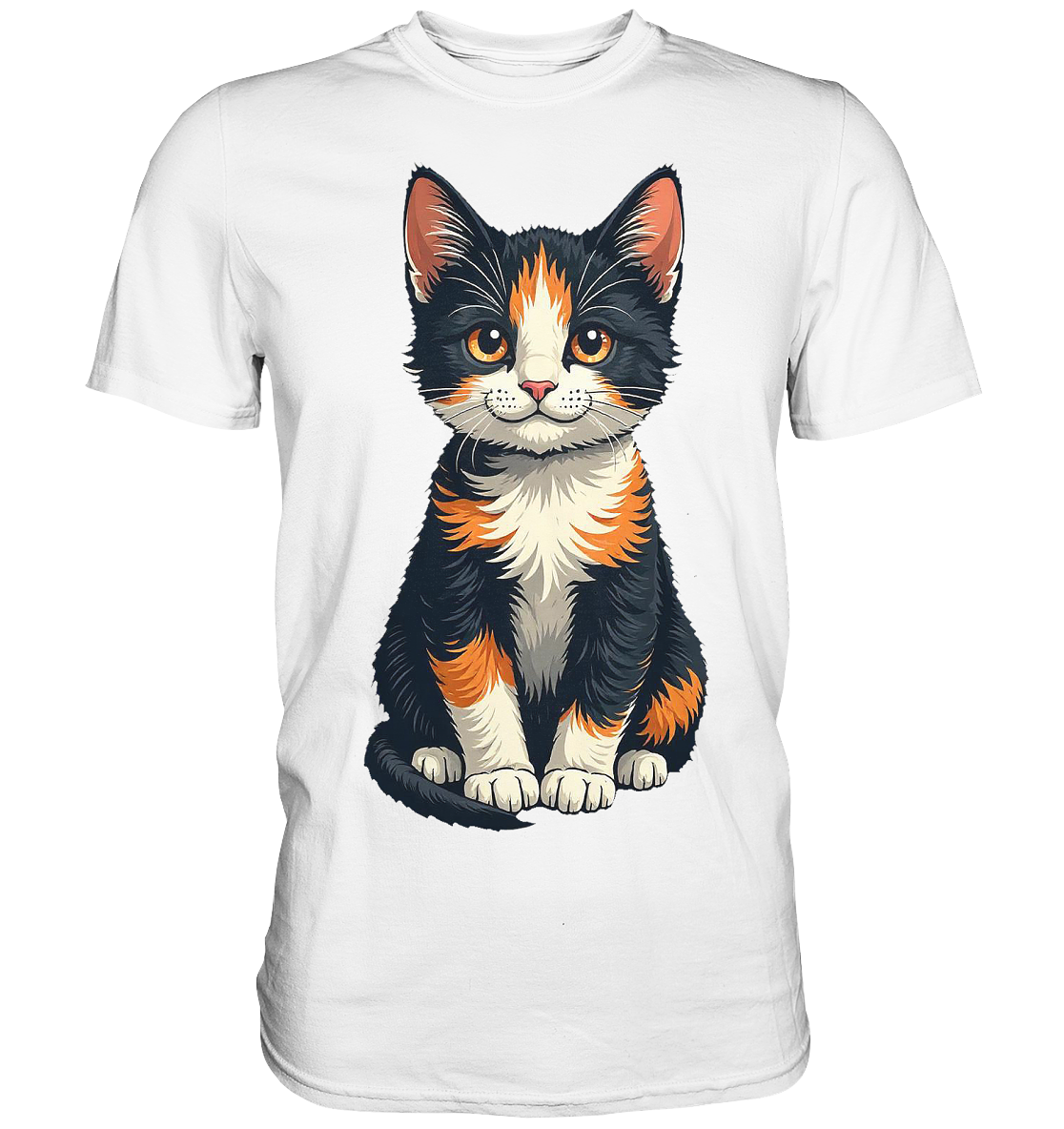 Süsse Glückskatze Illustration  - Premium Shirt