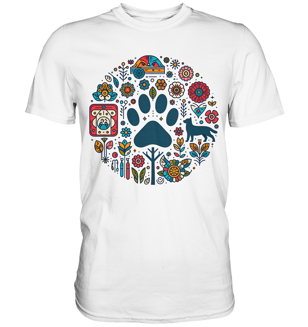 Farbige Modernes Design Pfote , Hund, Natur - Premium Shirt