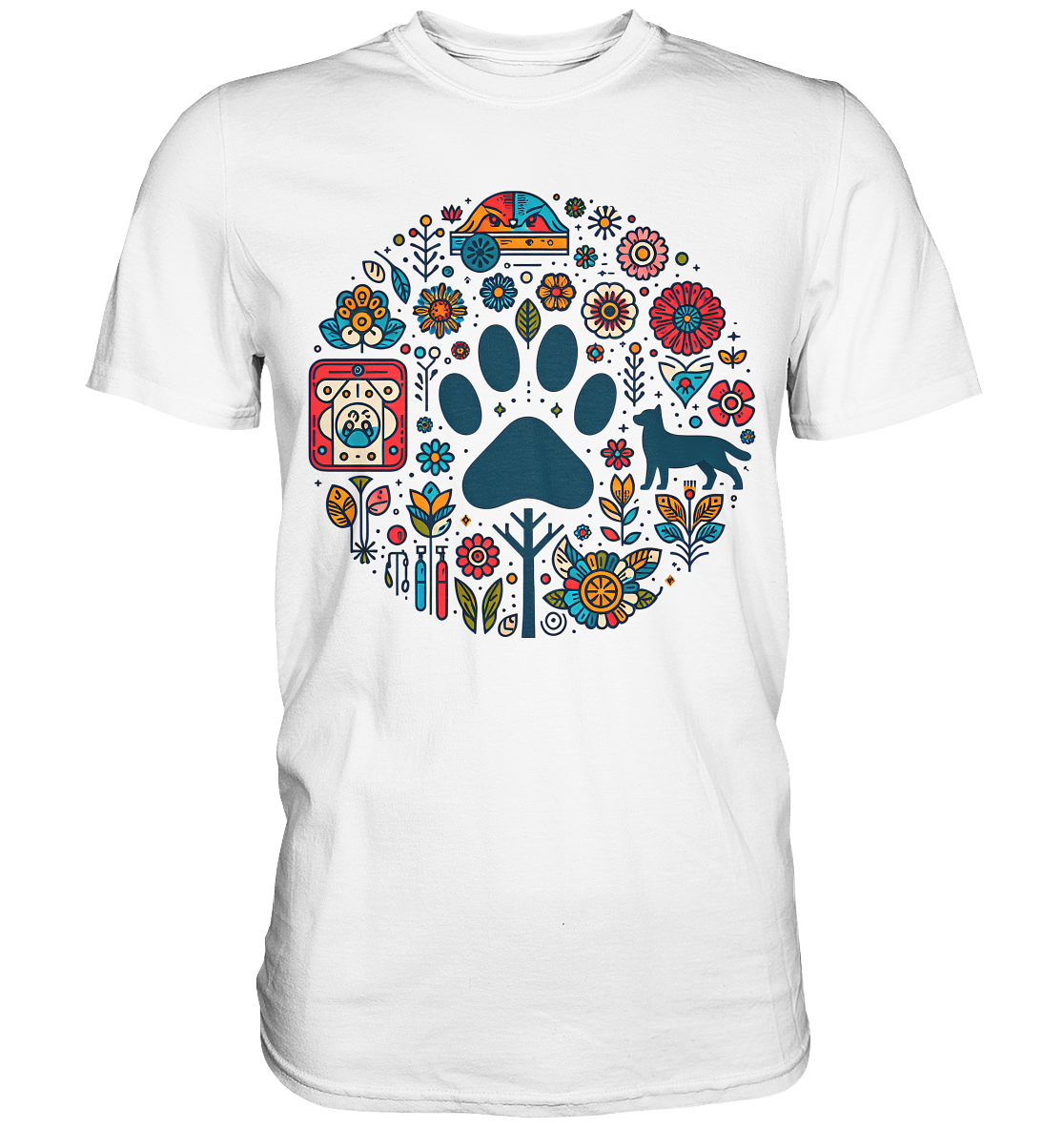 Farbige Modernes Design Pfote , Hund, Natur - Premium Shirt
