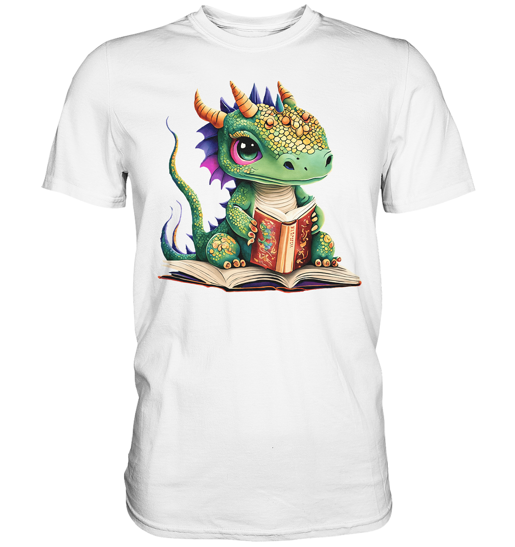 Kleiner lesender Drache -personalisierbar - Premium Shirt