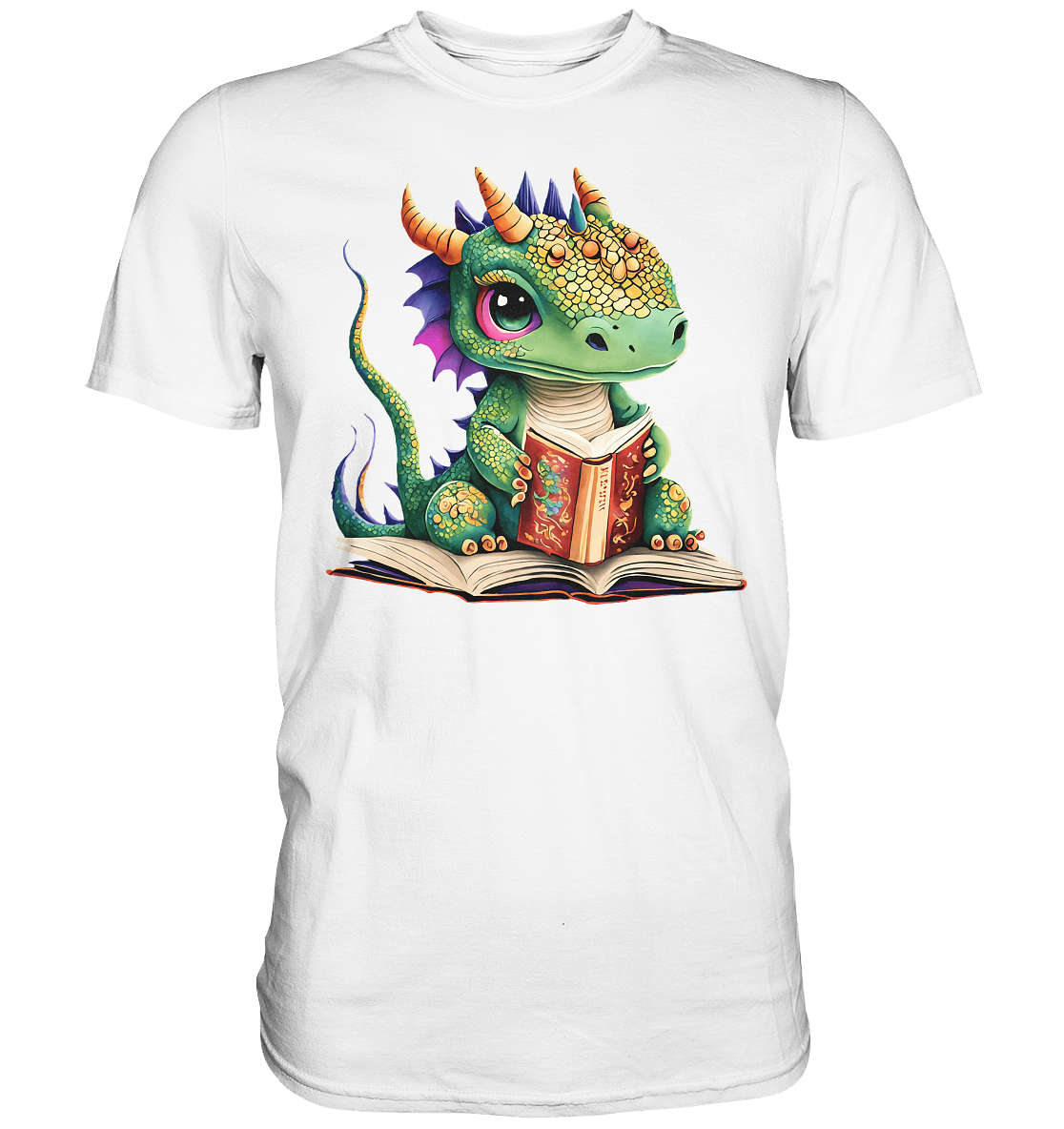 Kleiner lesender Drache -personalisierbar - Premium Shirt