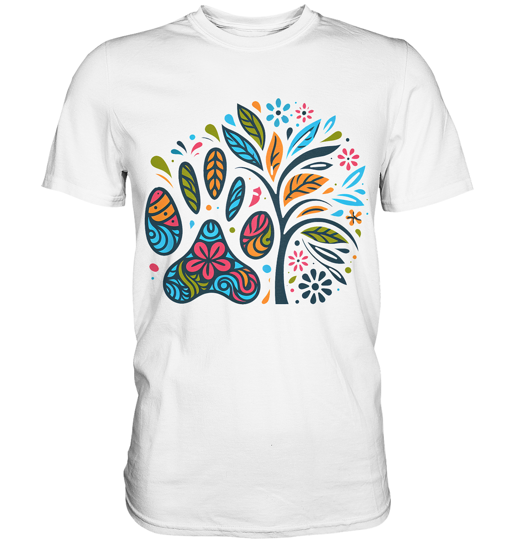 Pfote und Baum Farbenfrohes Design - Premium Shirt