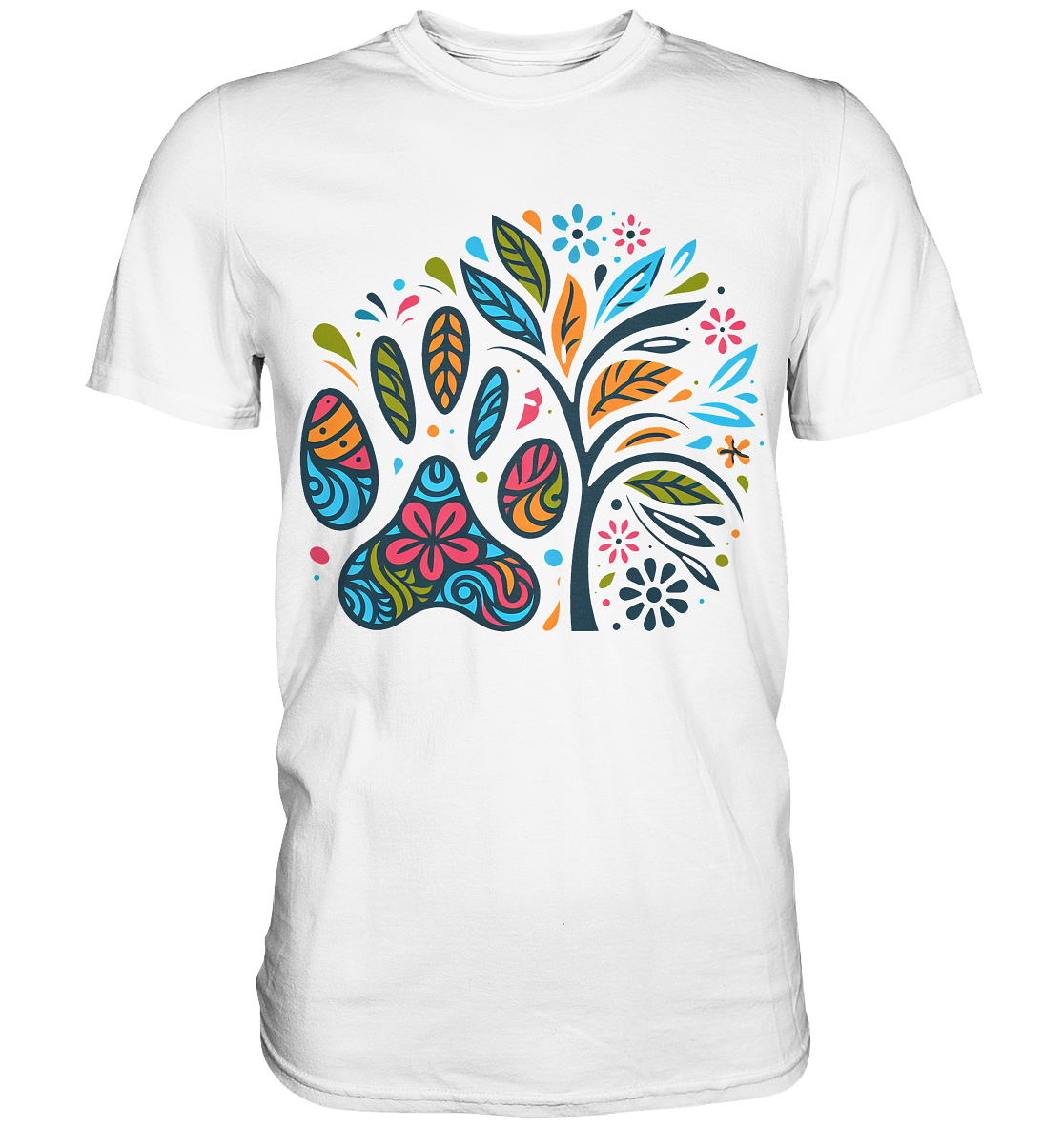 Pfote und Baum Farbenfrohes Design - Premium Shirt