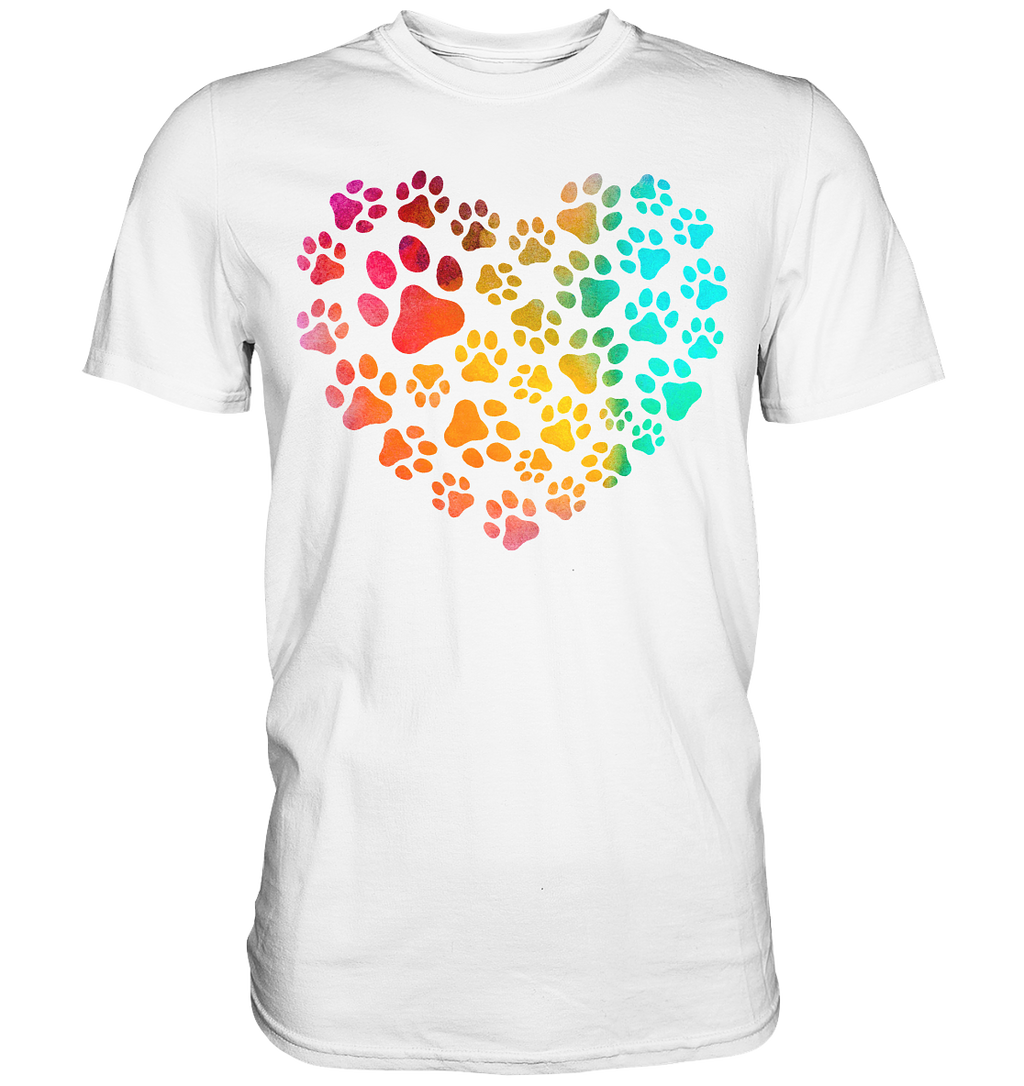 Bunte Pfoten in Herzform - Premium Shirt
