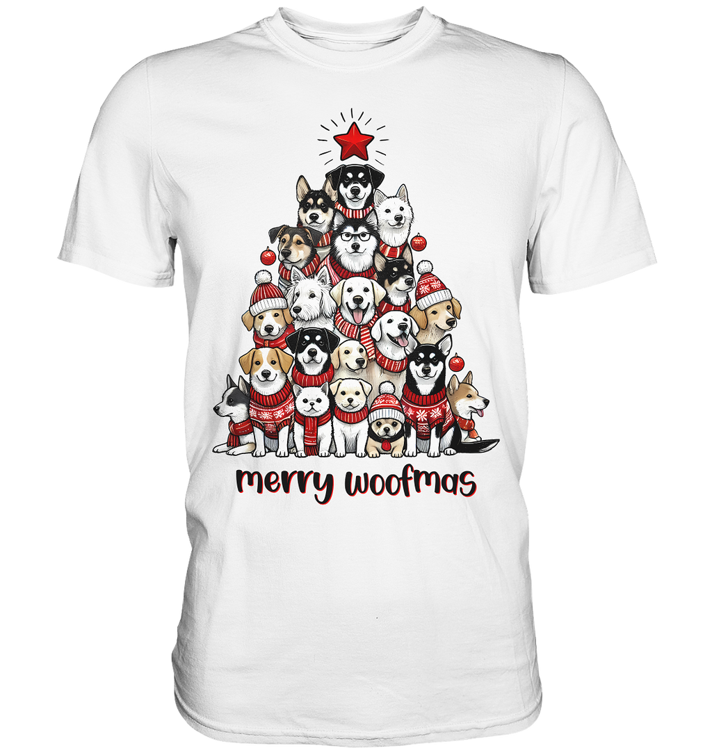 Weihnachten Christmas Hunde Baum Merry Woofmas - Premium Shirt