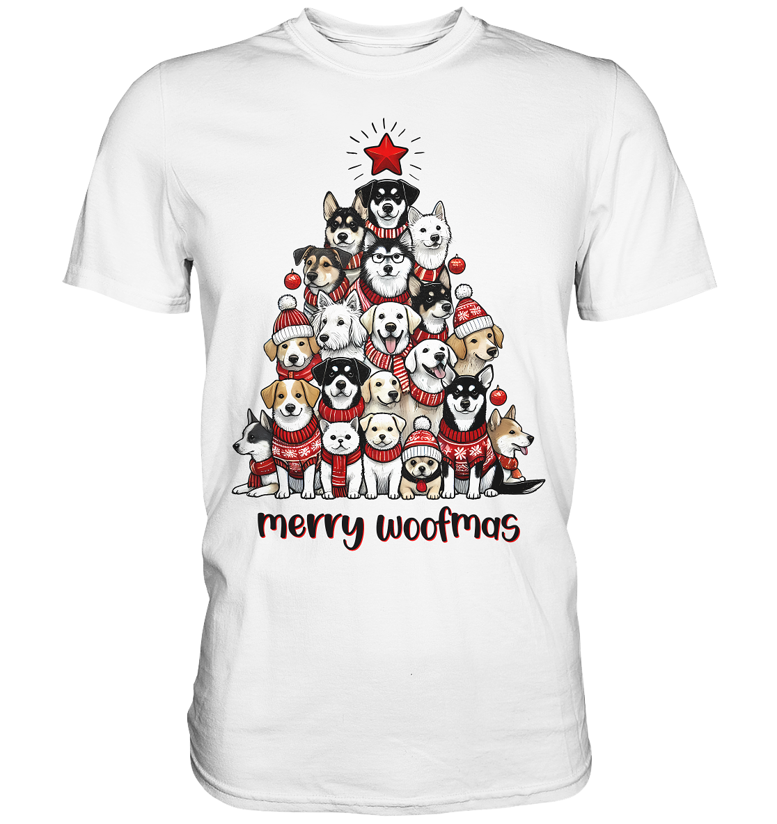 Weihnachten Christmas Hunde Baum Merry Woofmas - Premium Shirt