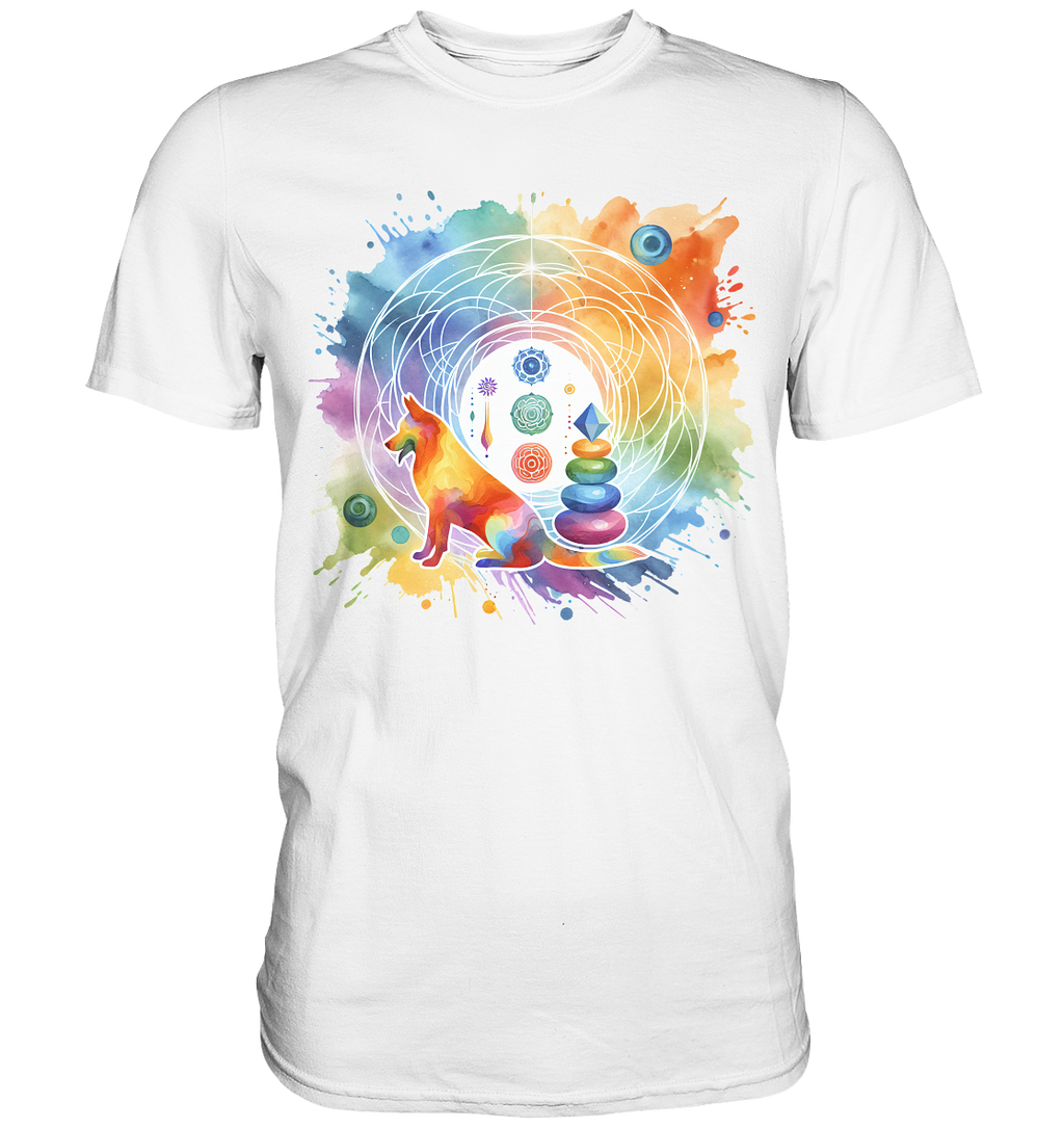 Chakra Art mit Hund Aquarell  - Premium Shirt