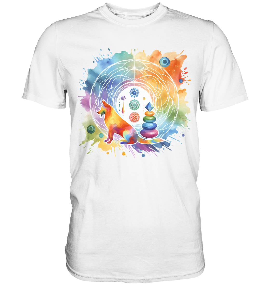 Chakra Art mit Hund Aquarell  - Premium Shirt