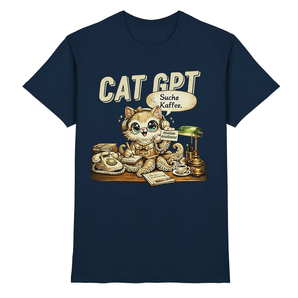 CAT GPT Funny Retro Office Cat - Premium Shirt - PAWentura