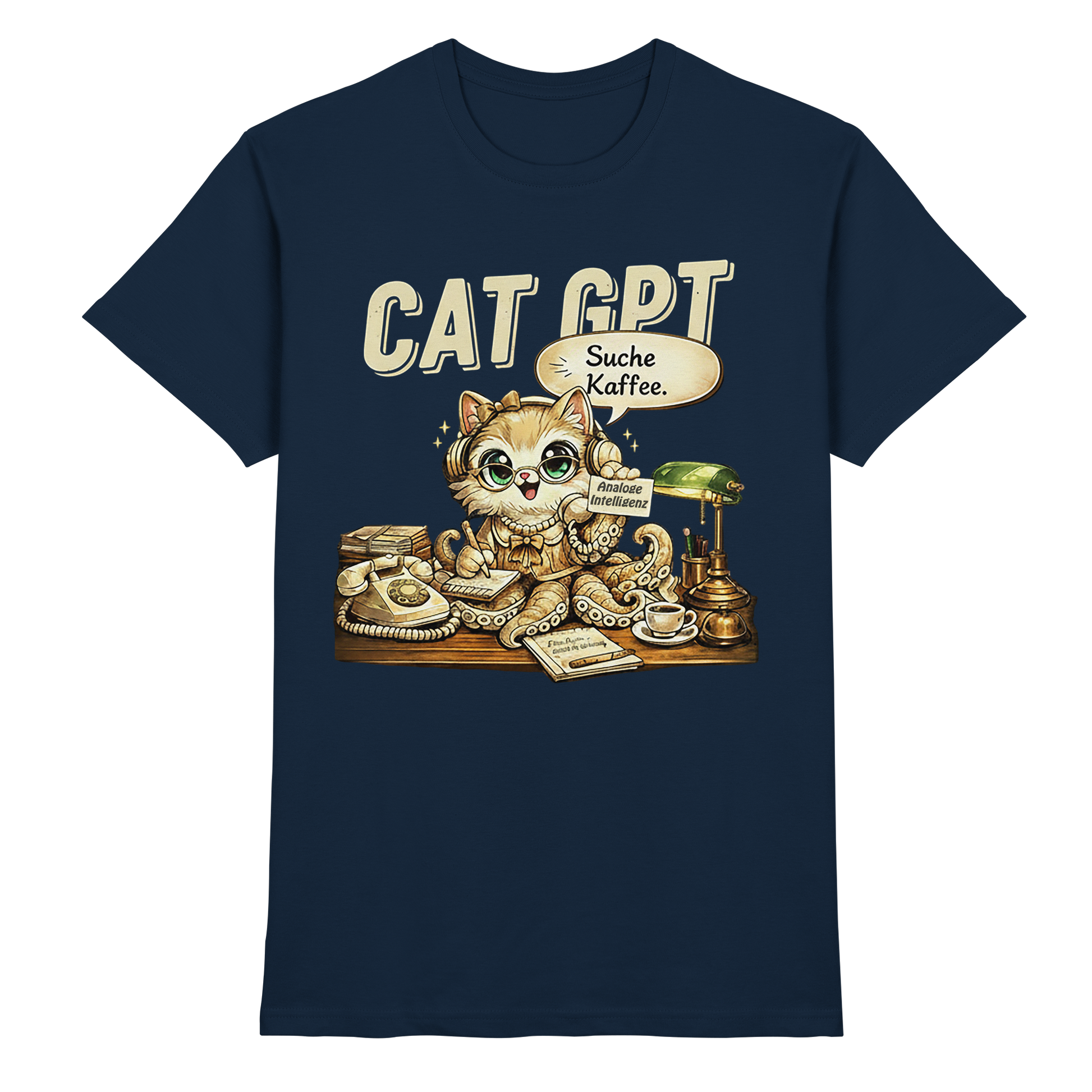 CAT GPT Lustige Retro Büro Katze - Premium Shirt
