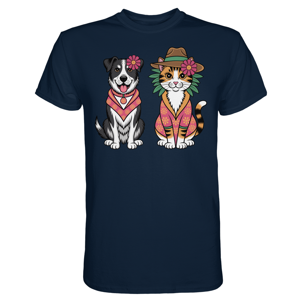 Hund und Katze Illustration Kahlo style - Premium Shirt