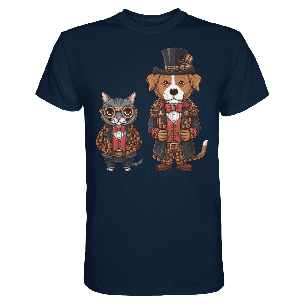 Steam Punk Hund und Katze - Premium Shirt