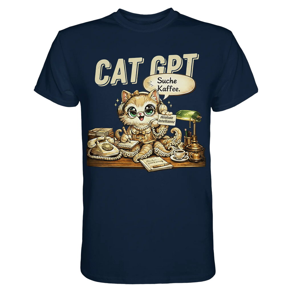 CAT GPT Funny Retro Office Cat - Premium Shirt - PAWentura