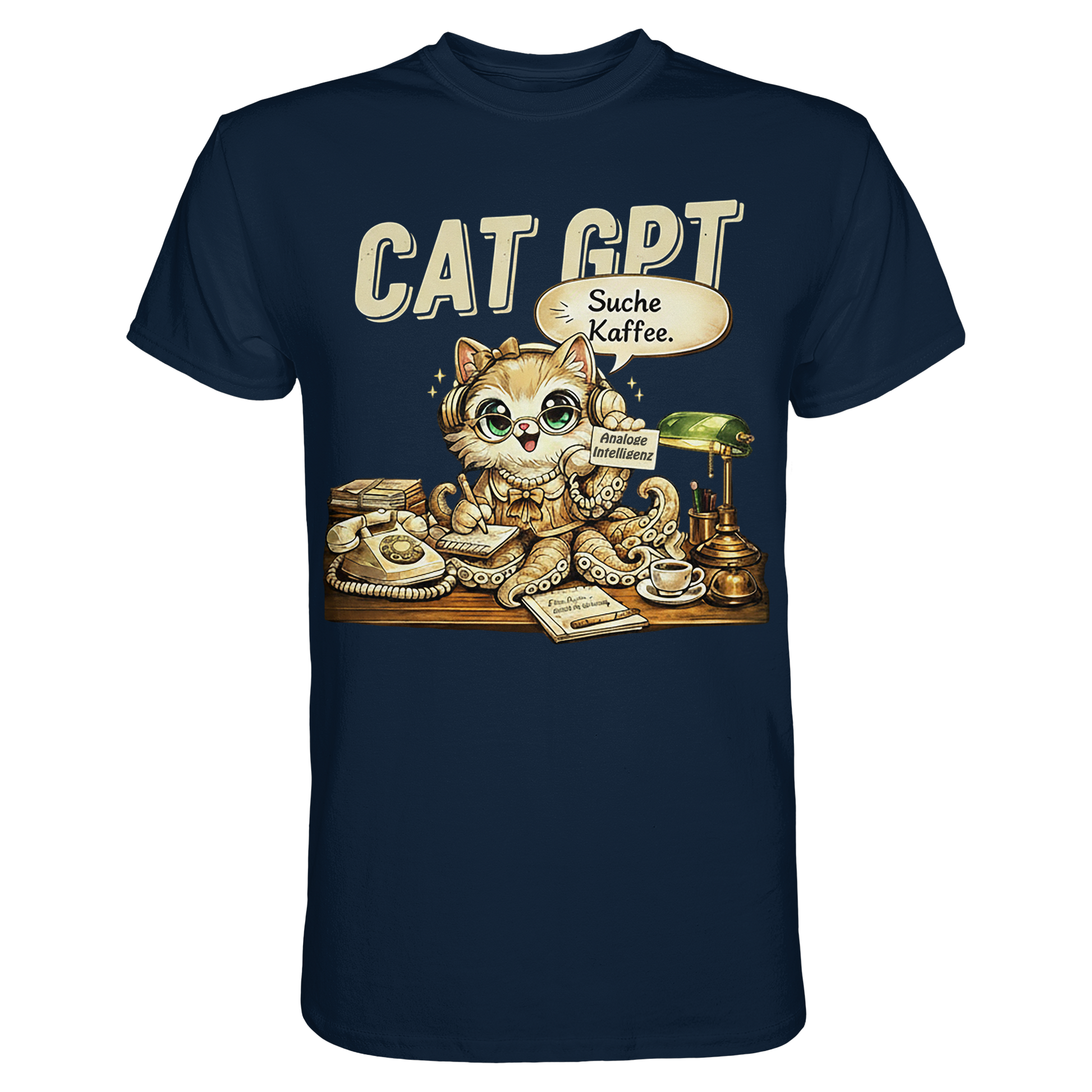 CAT GPT Lustige Retro Büro Katze - Premium Shirt