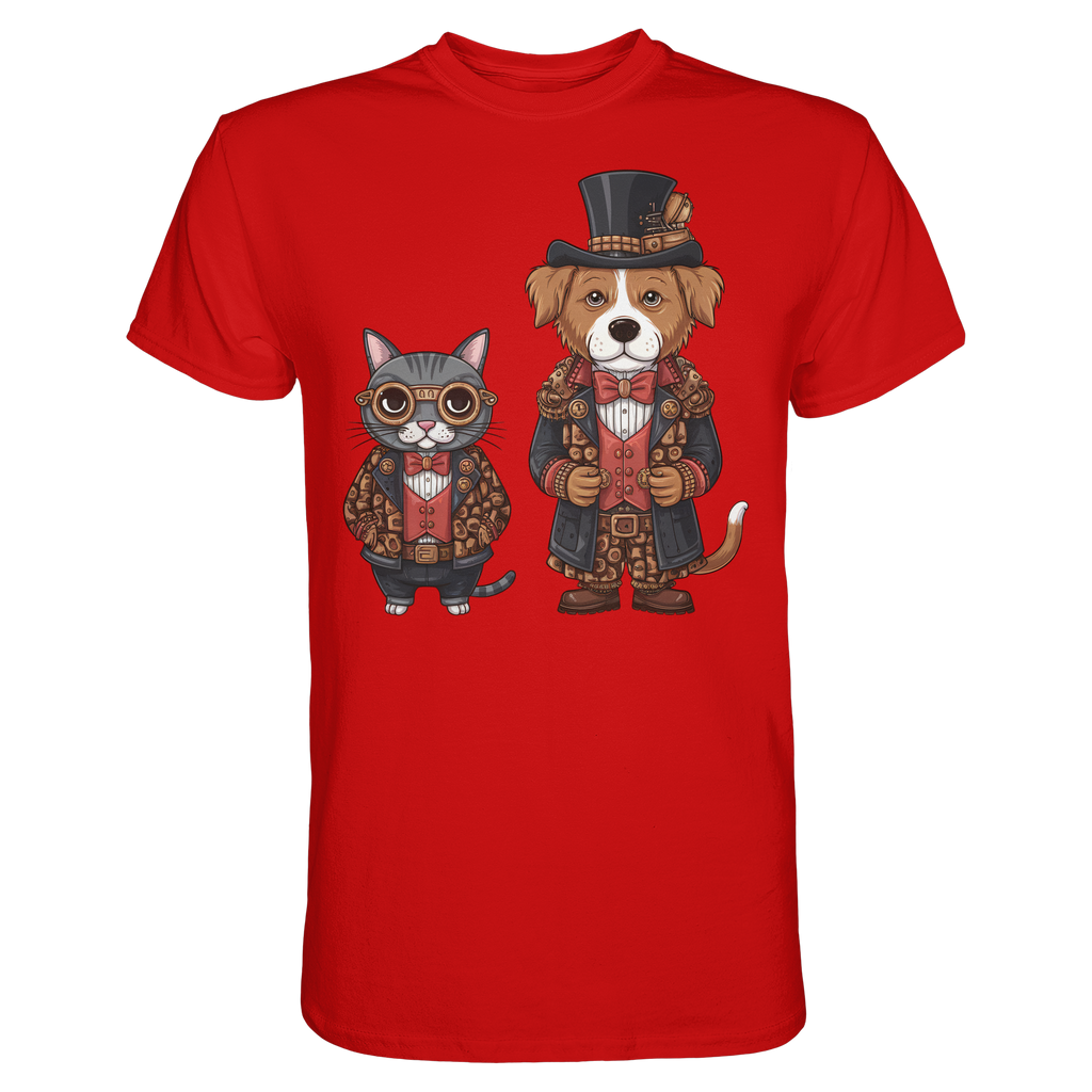 Steam Punk Hund und Katze - Premium Shirt