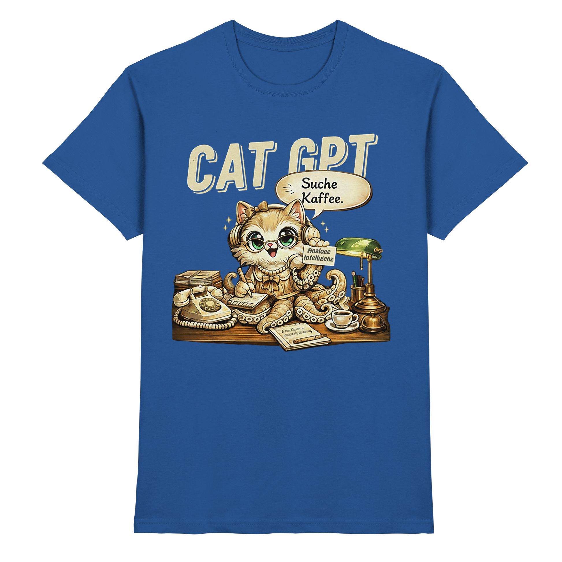 CAT GPT Lustige Retro Büro Katze - Premium Shirt