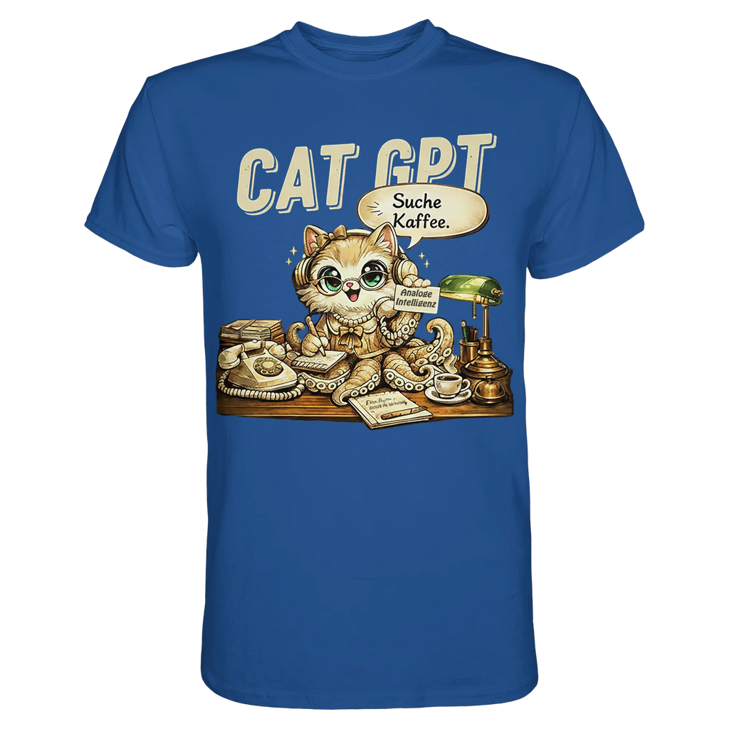CAT GPT Funny Retro Office Cat - Premium Shirt - PAWentura