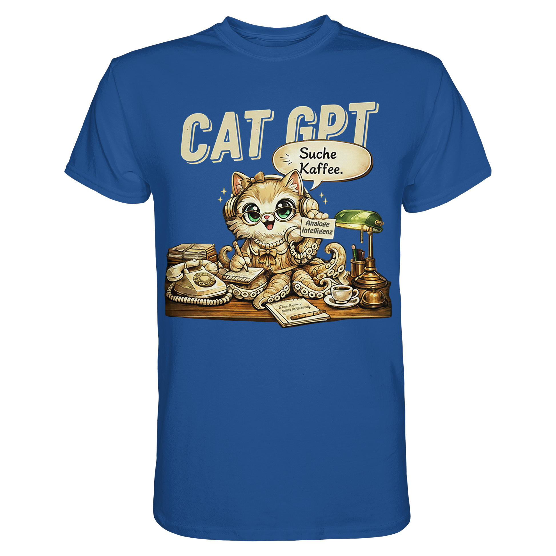 CAT GPT Lustige Retro Büro Katze - Premium Shirt