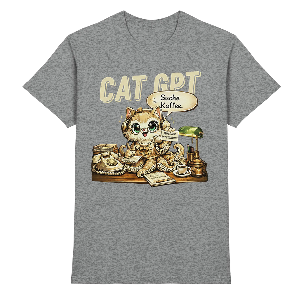 CAT GPT Funny Retro Office Cat - Premium Shirt - PAWentura