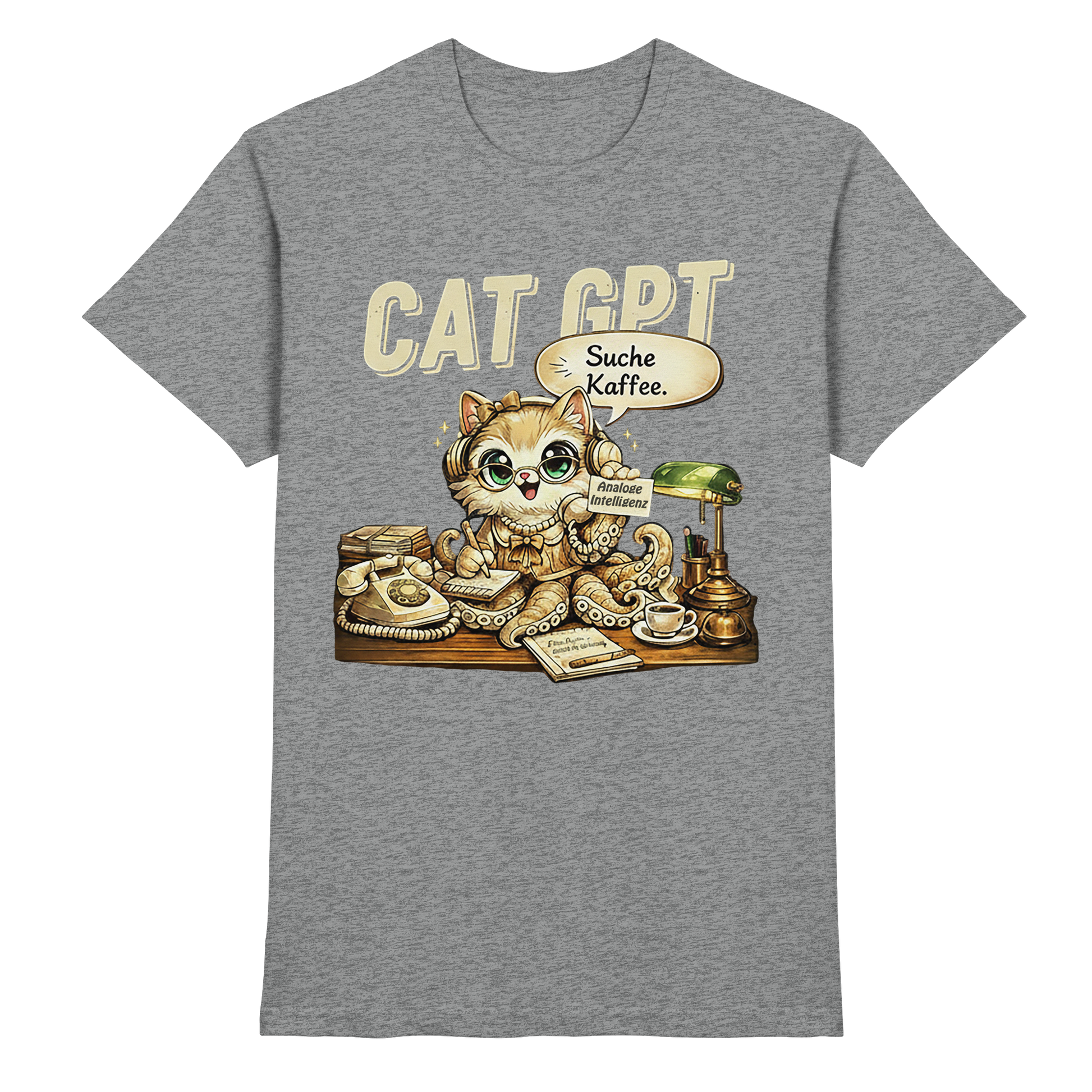 CAT GPT Lustige Retro Büro Katze - Premium Shirt