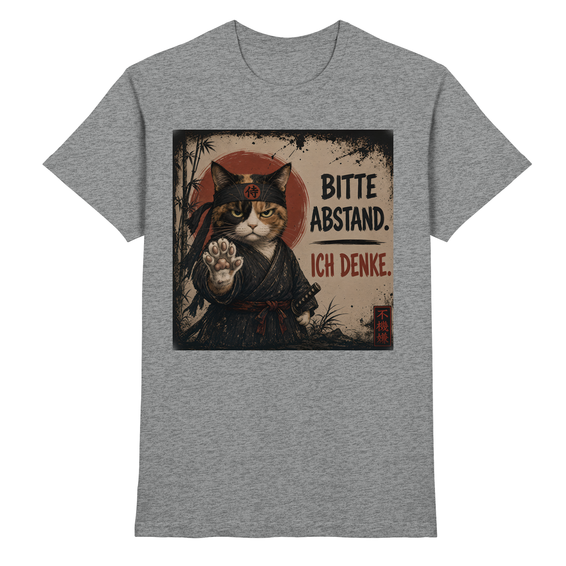 Cyberpunk Samurai grumpy Cat Bitte Abstand - Premium Shirt