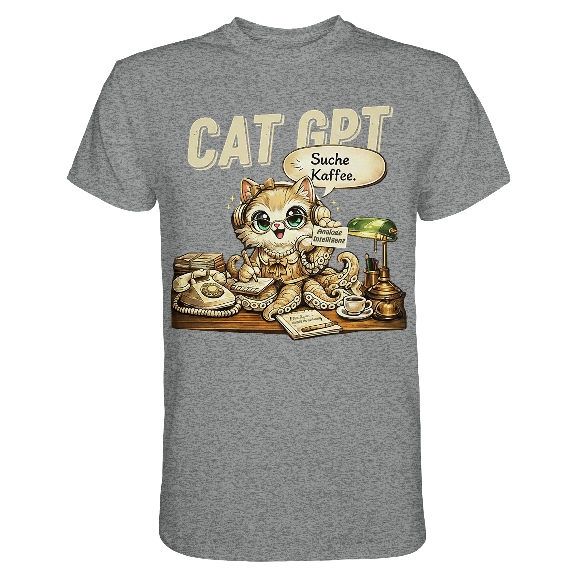 CAT GPT Lustige Retro Büro Katze - Premium Shirt