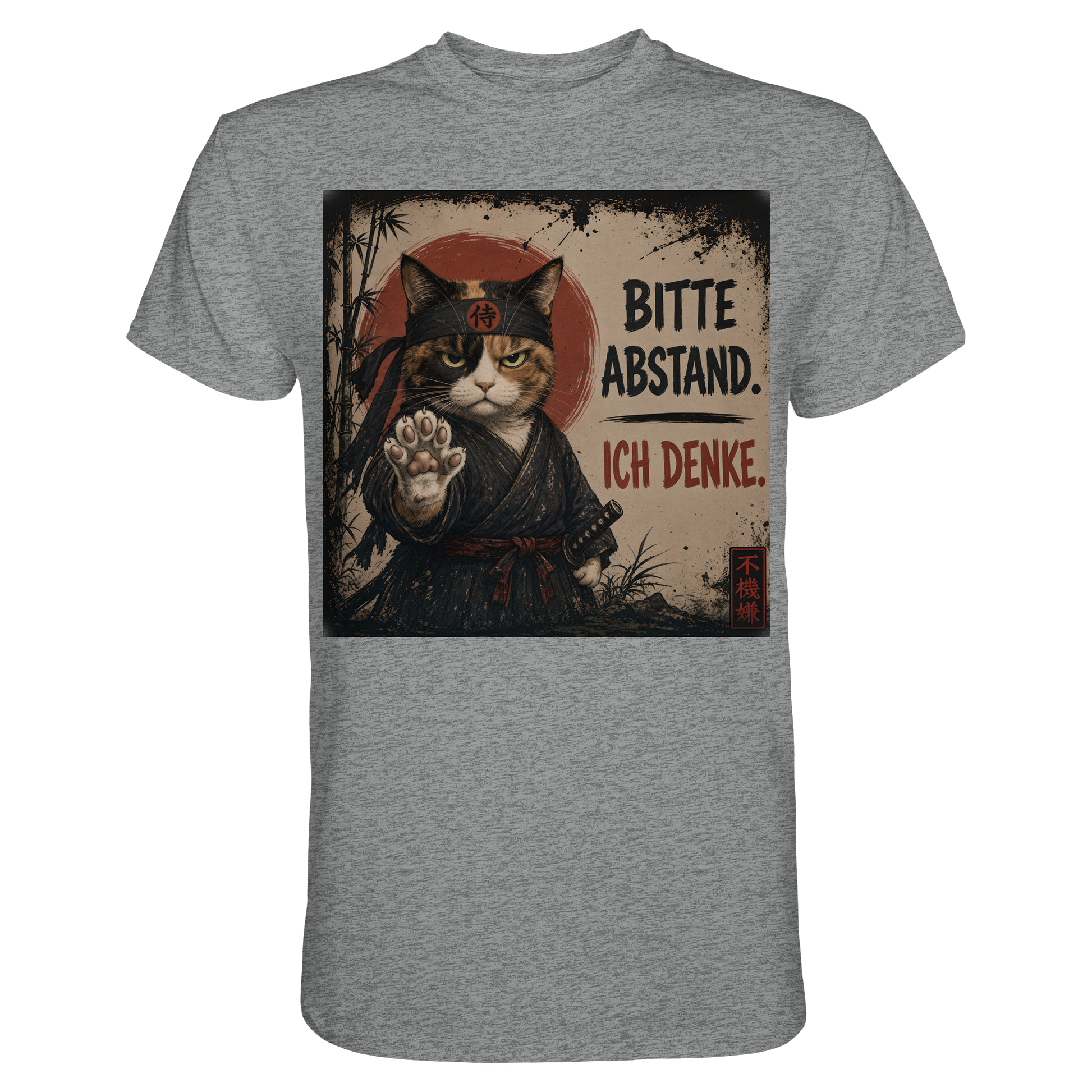 Cyberpunk Samurai grumpy Cat Bitte Abstand - Premium Shirt