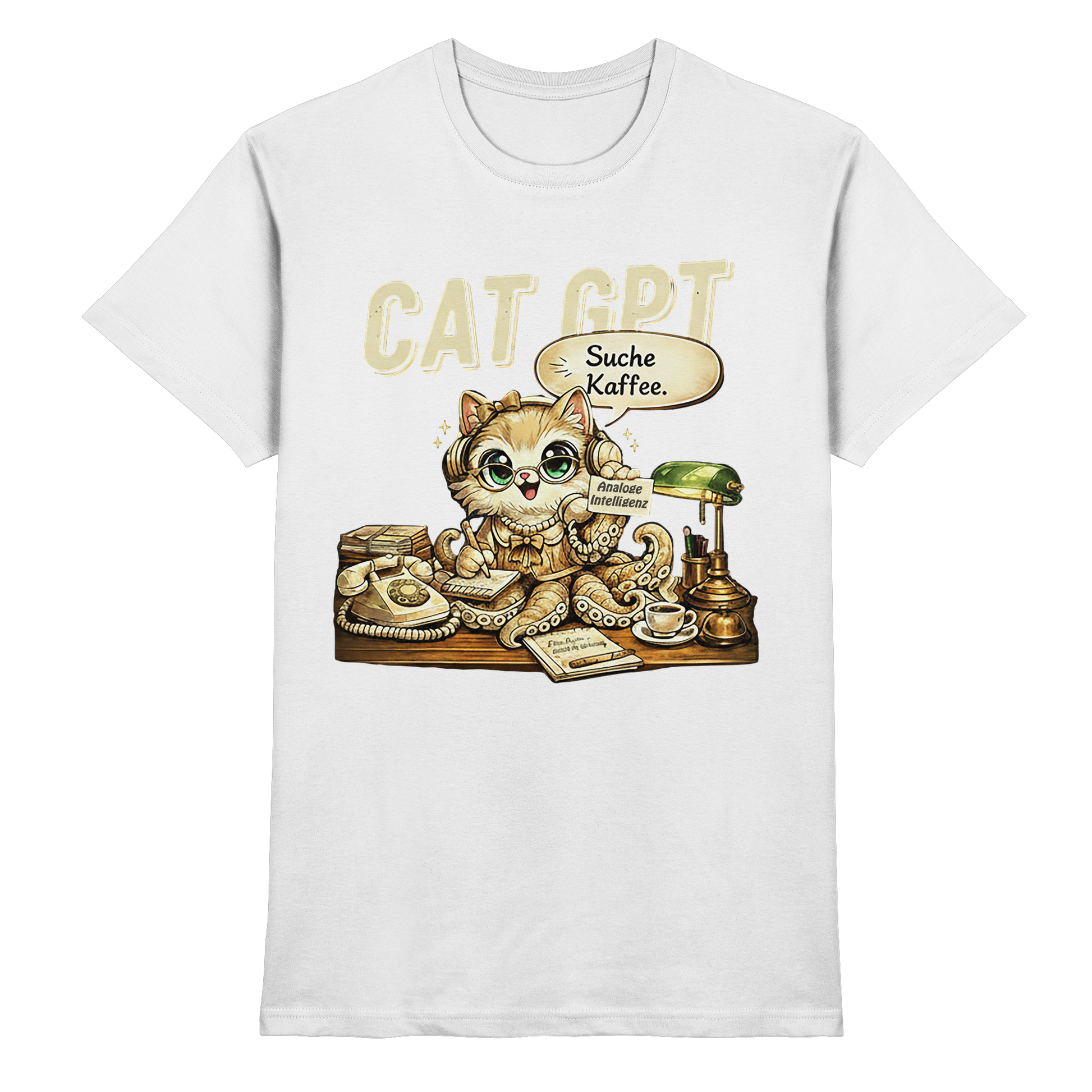 CAT GPT Lustige Retro Büro Katze - Premium Shirt