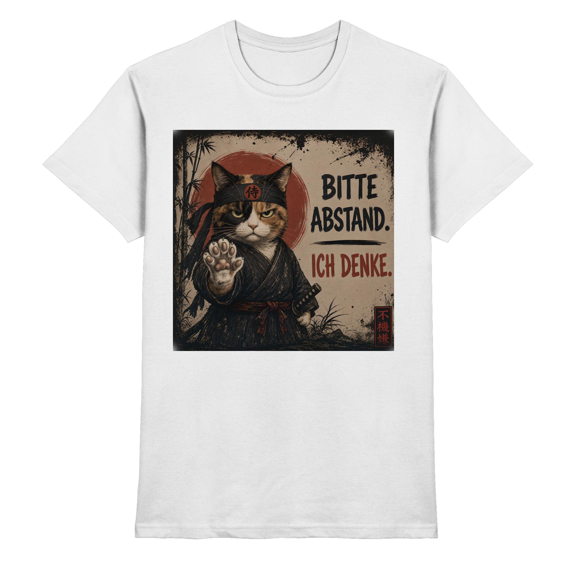 Cyberpunk Samurai grumpy Cat Bitte Abstand - Premium Shirt