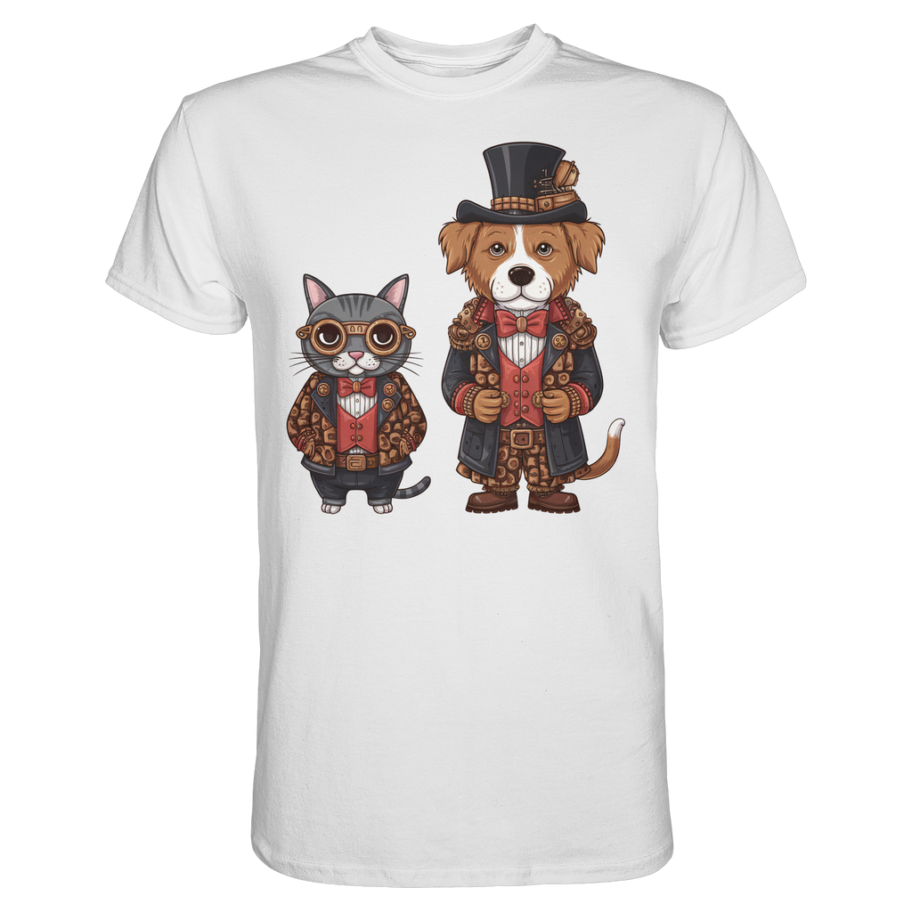 Steam Punk Hund und Katze - Premium Shirt