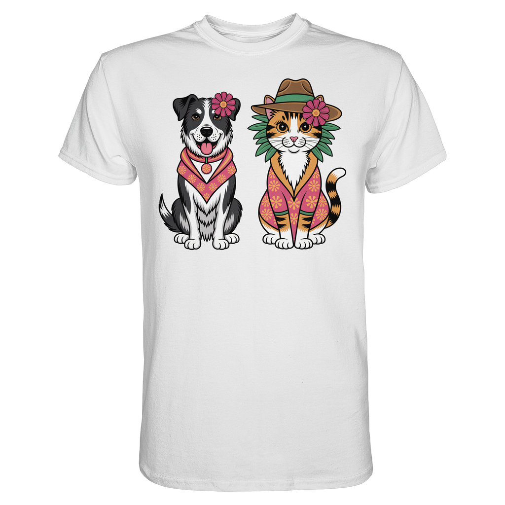 Hund und Katze Illustration Kahlo style - Premium Shirt