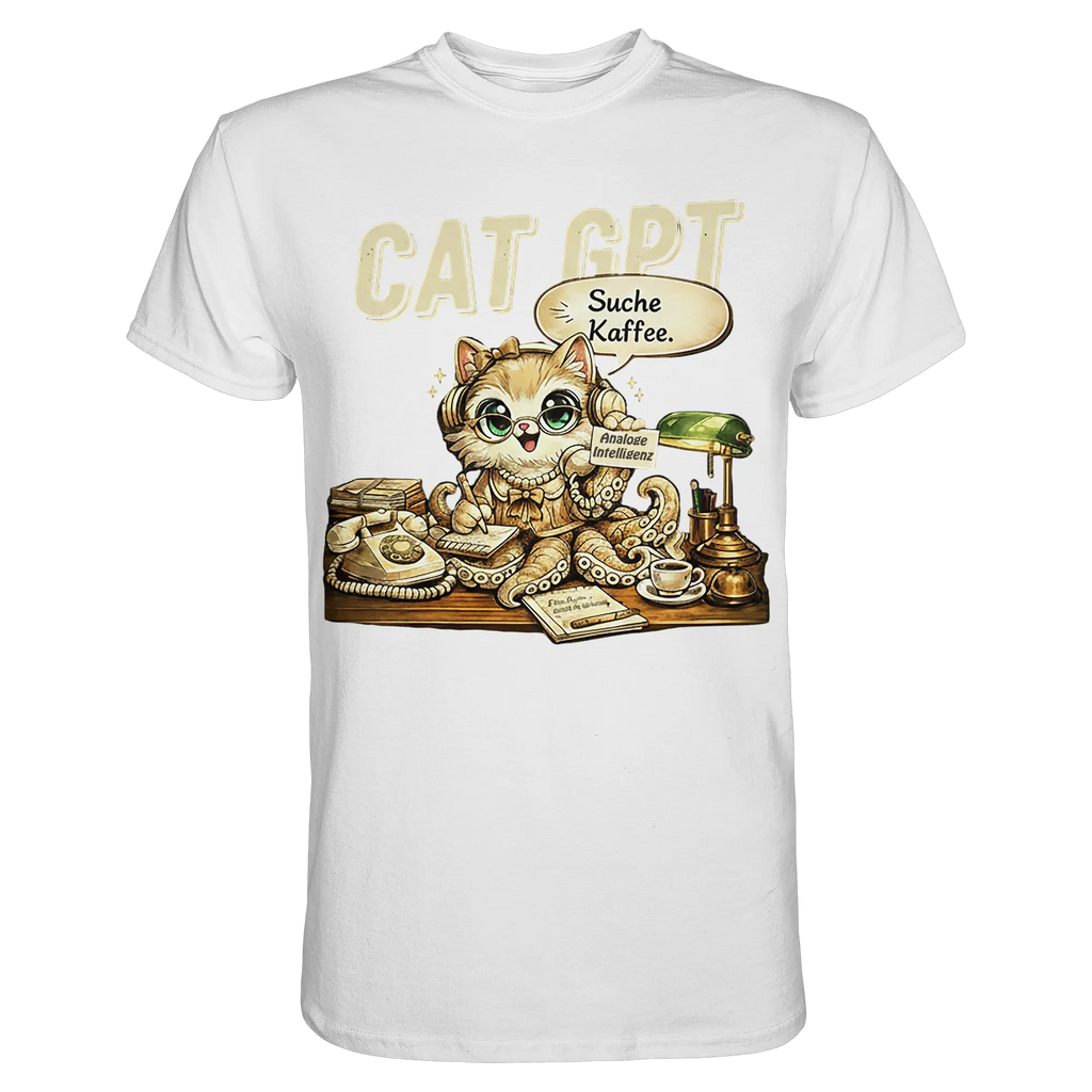 CAT GPT Funny Retro Office Cat - Premium Shirt - PAWentura