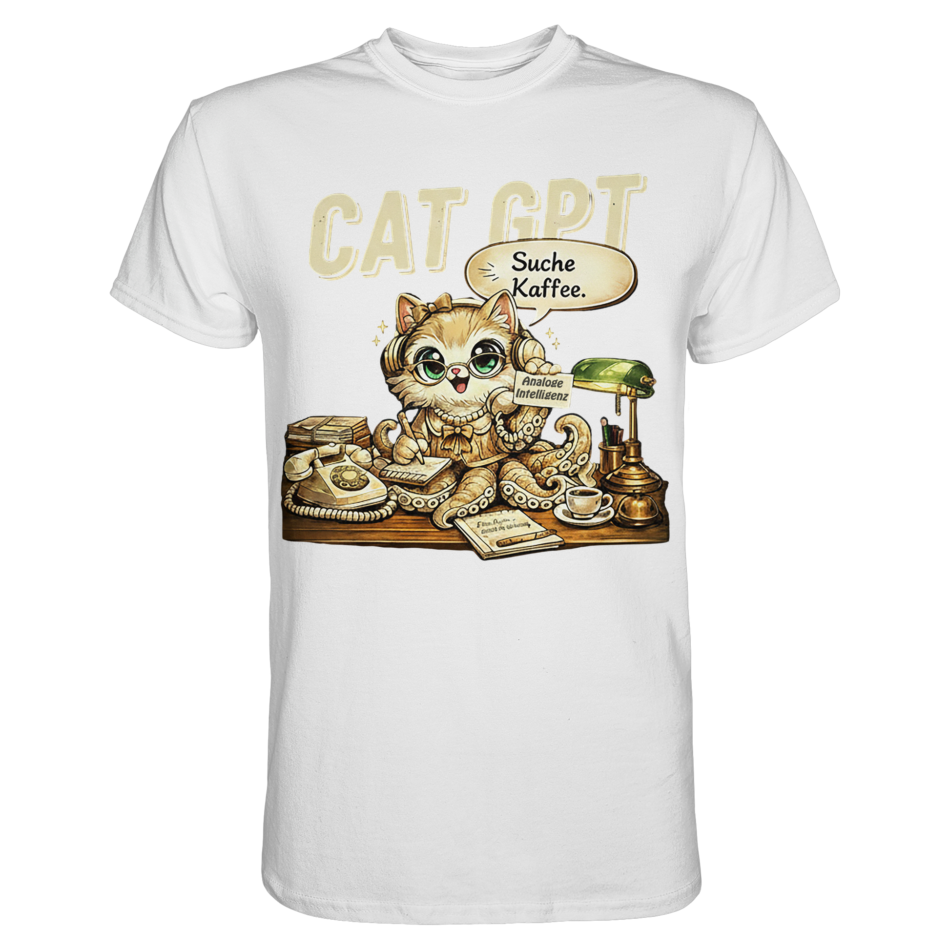 CAT GPT Lustige Retro Büro Katze - Premium Shirt