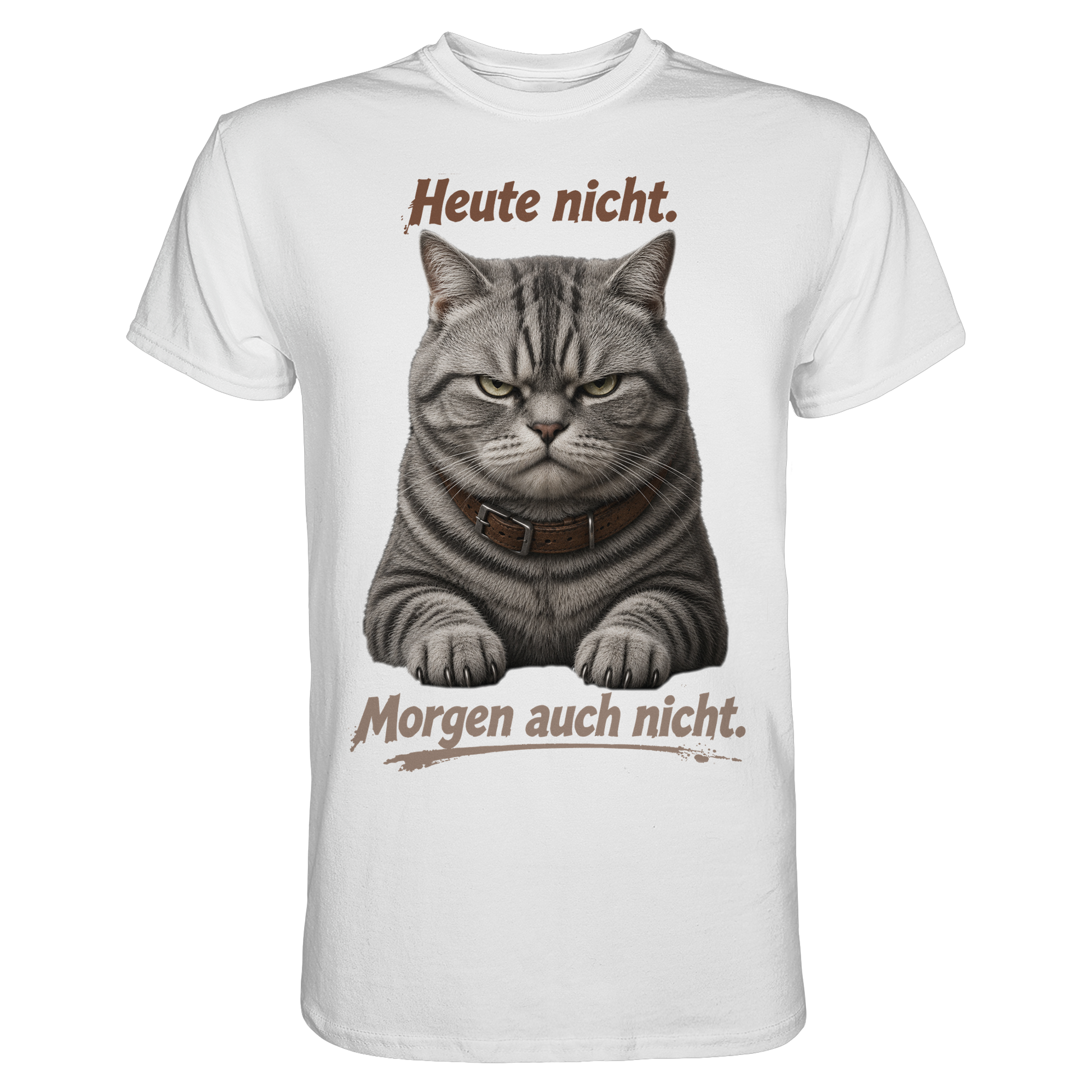 Heute nicht. Morgen auch nicht! Grumpy Tabby Katze  - Premium Shirt