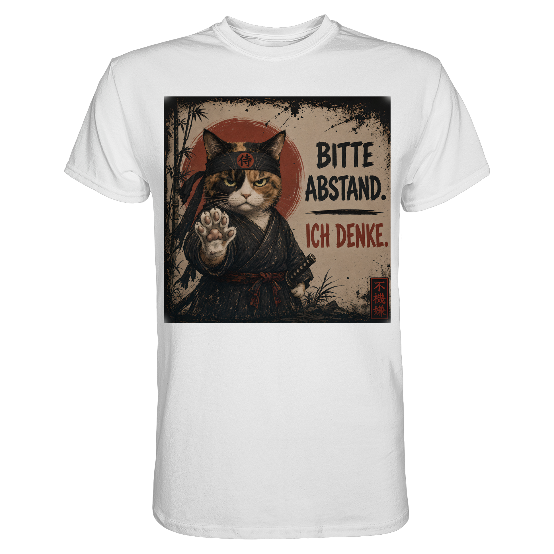 Cyberpunk Samurai grumpy Cat Bitte Abstand - Premium Shirt