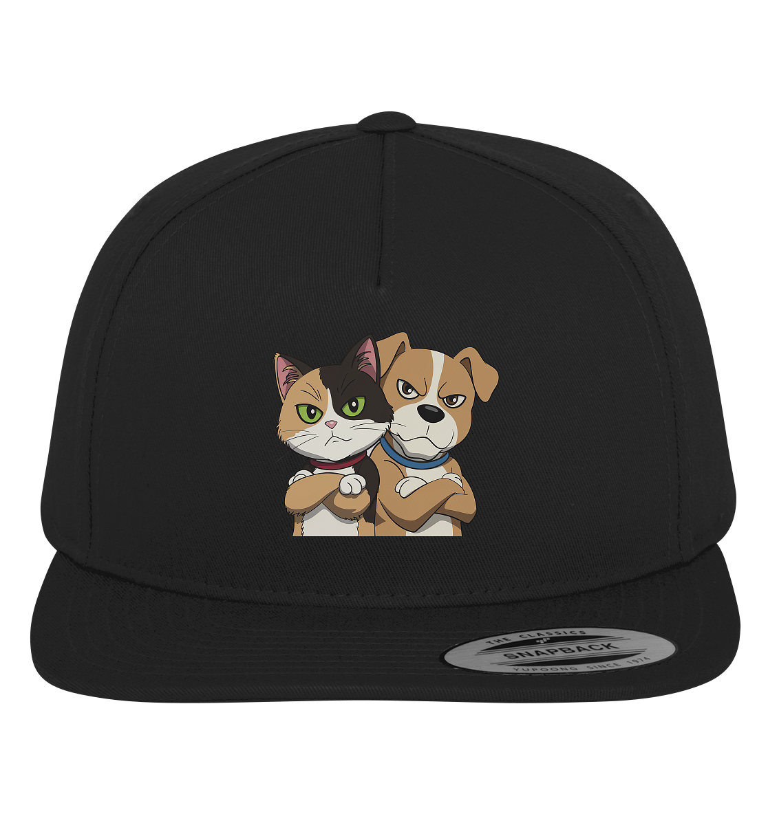 Hund und Katze grumpy - personalisierbar - Premium Snapback
