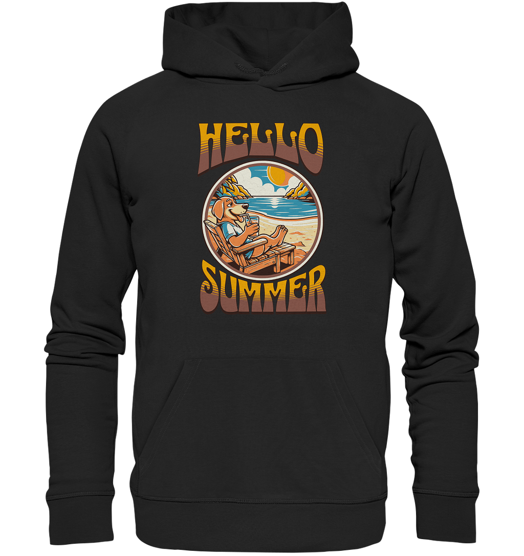Hello Summer Hund am Strand Retro - Premium Unisex Hoodie