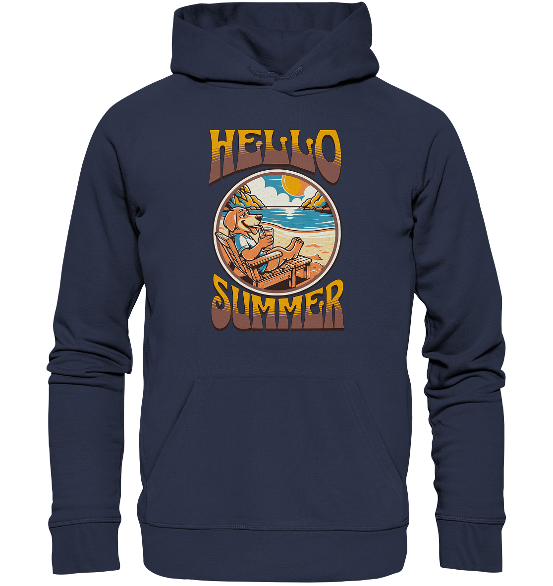 Hello Summer Hund am Strand Retro - Premium Unisex Hoodie