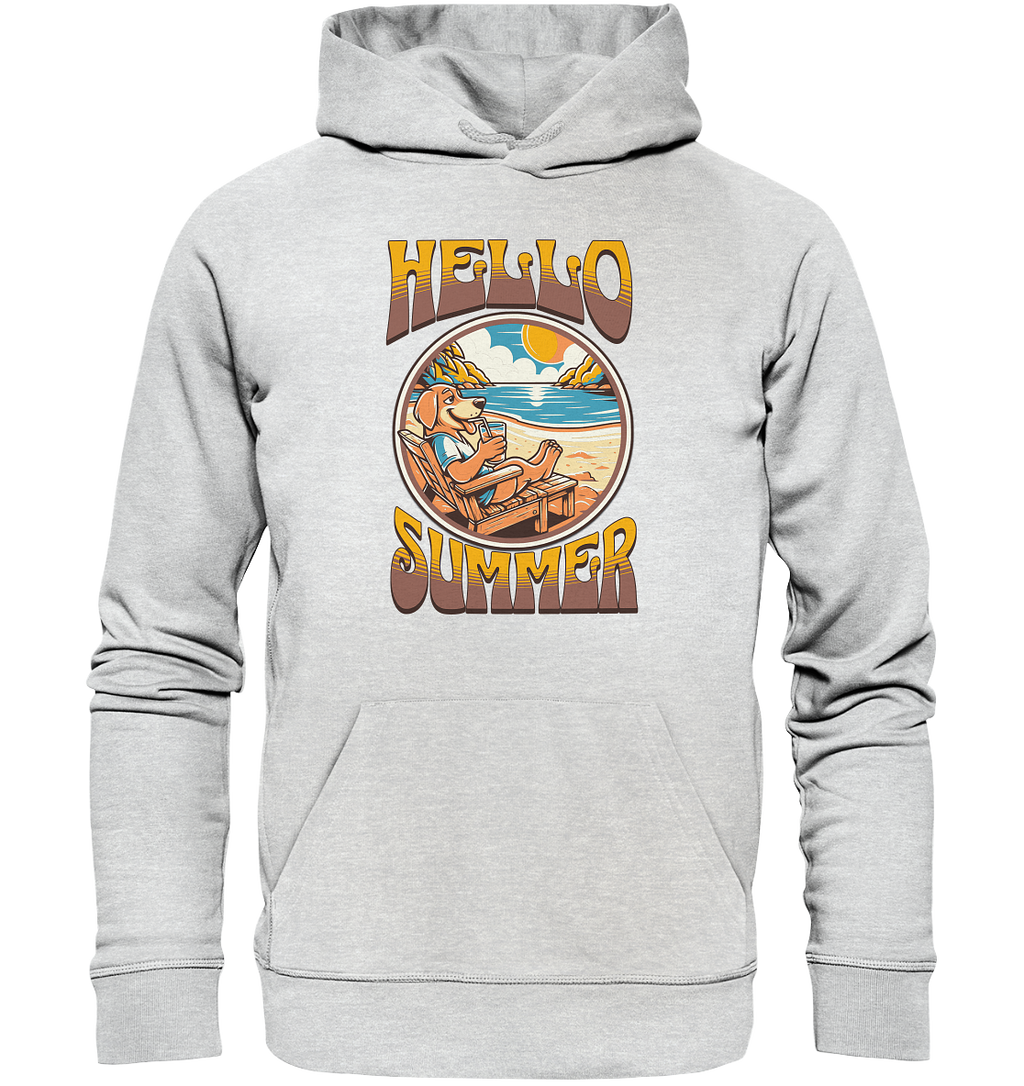 Hello Summer Hund am Strand Retro - Premium Unisex Hoodie