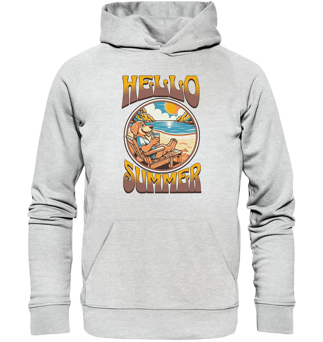 Hello Summer Hund am Strand Retro - Premium Unisex Hoodie