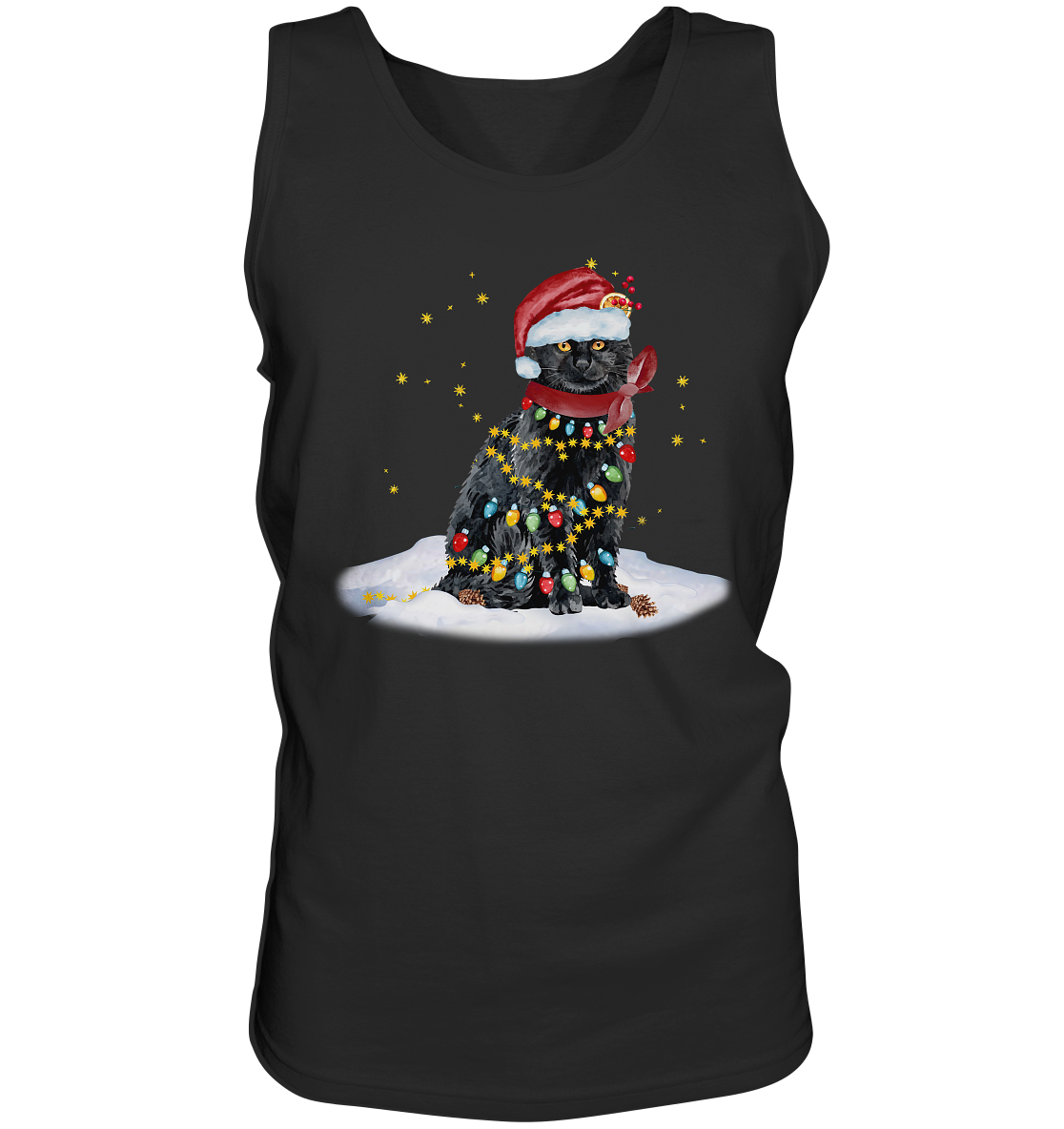Lustige Weihnachts Katze Zeichnung - Tank-Top