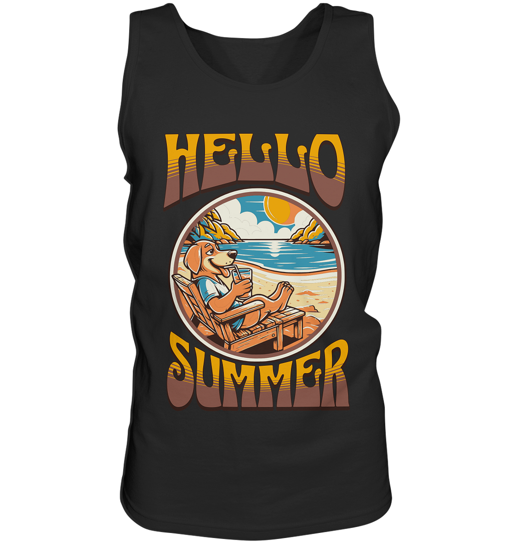 Hello Summer Hund am Strand Retro - Tank-Top