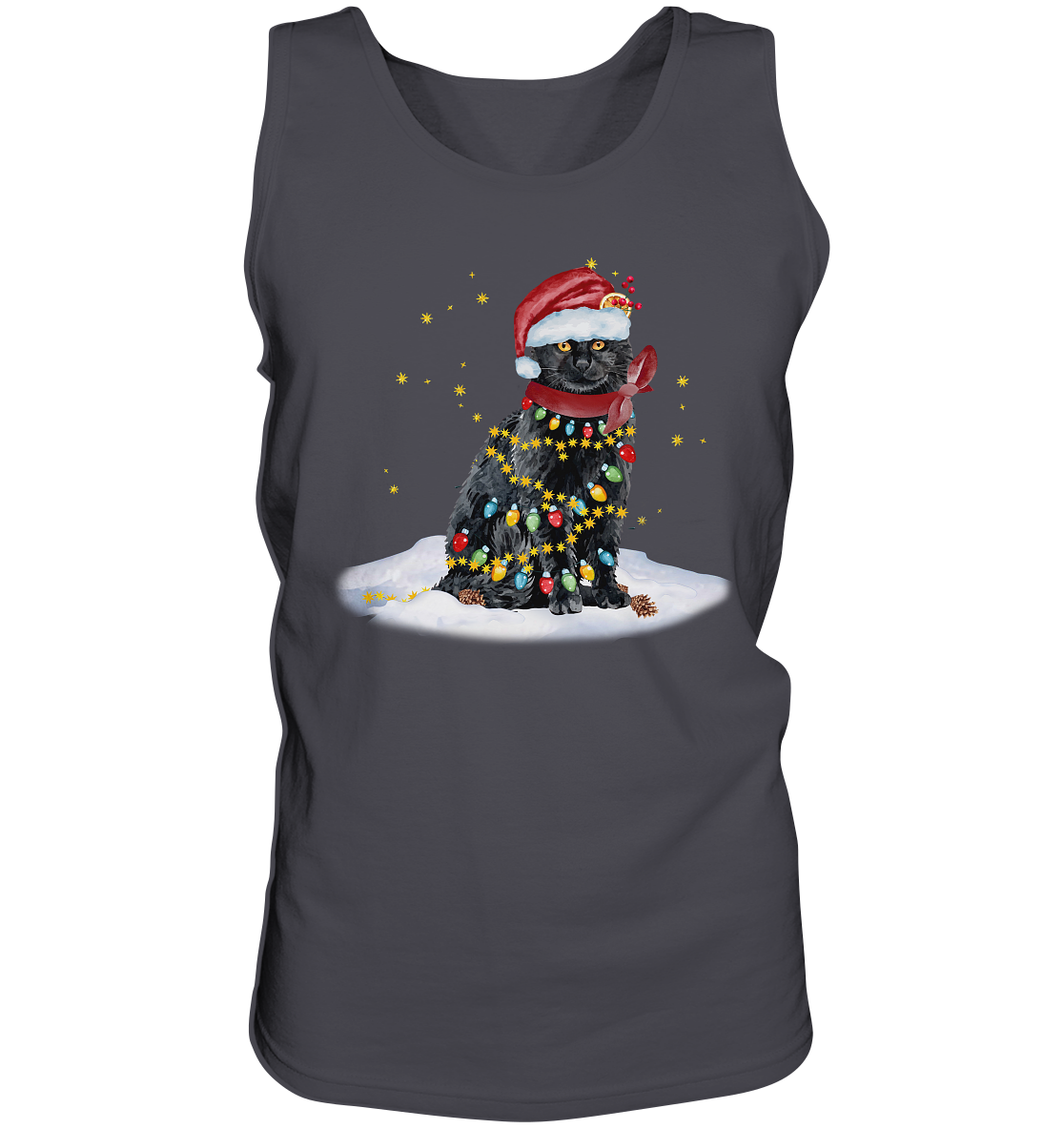 Lustige Weihnachts Katze Zeichnung - Tank-Top