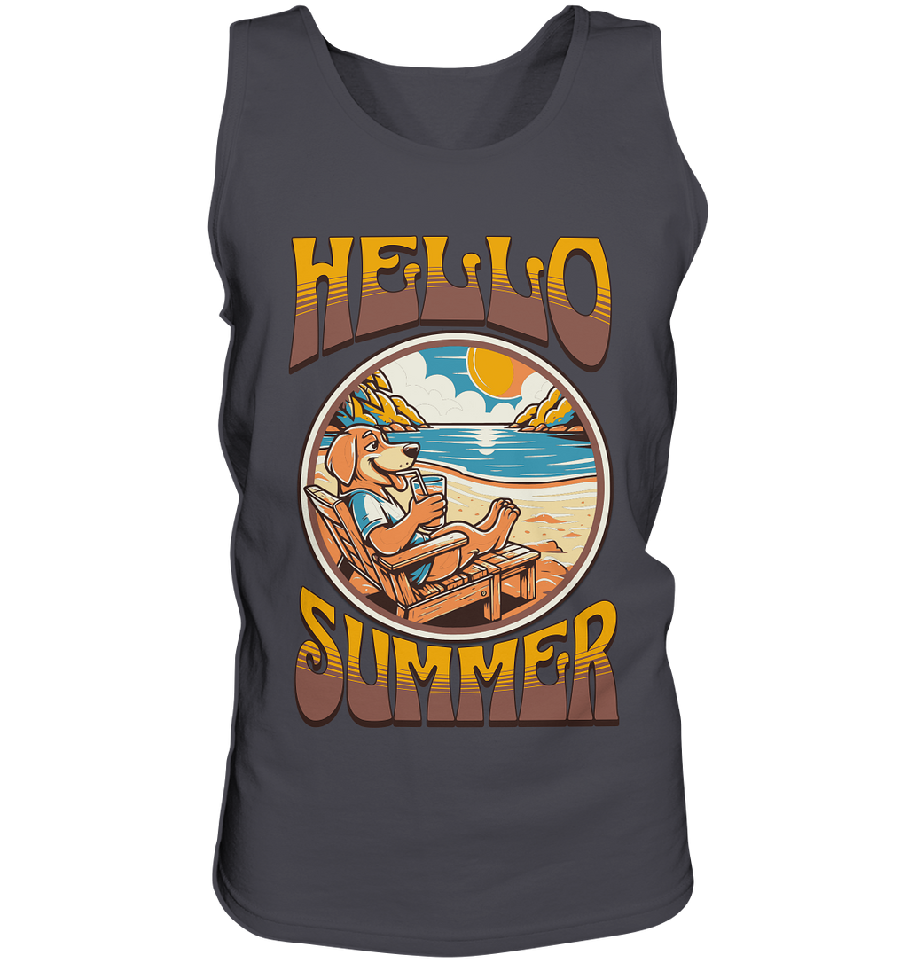 Hello Summer Hund am Strand Retro - Tank-Top