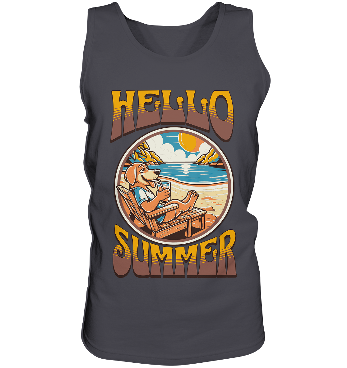 Hello Summer Hund am Strand Retro - Tank-Top